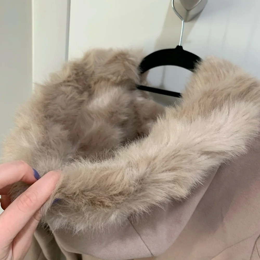 Dennis Basso Faux Fur Trim Wrap Coat NWOT - Picture 8 of 11